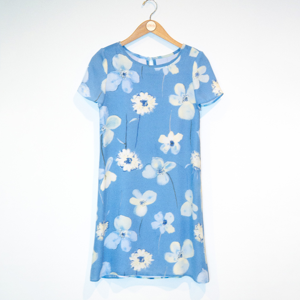 Vintage floral shift dress with tie back